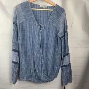 Knox Rose blue denim textured long sleeve top